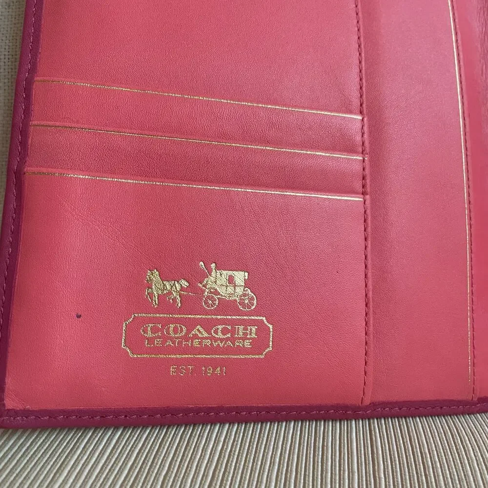 Coach Legacy Turnlock Planner Cover Pink Leather Agenda, Pen, Notebook Rare Y2K
